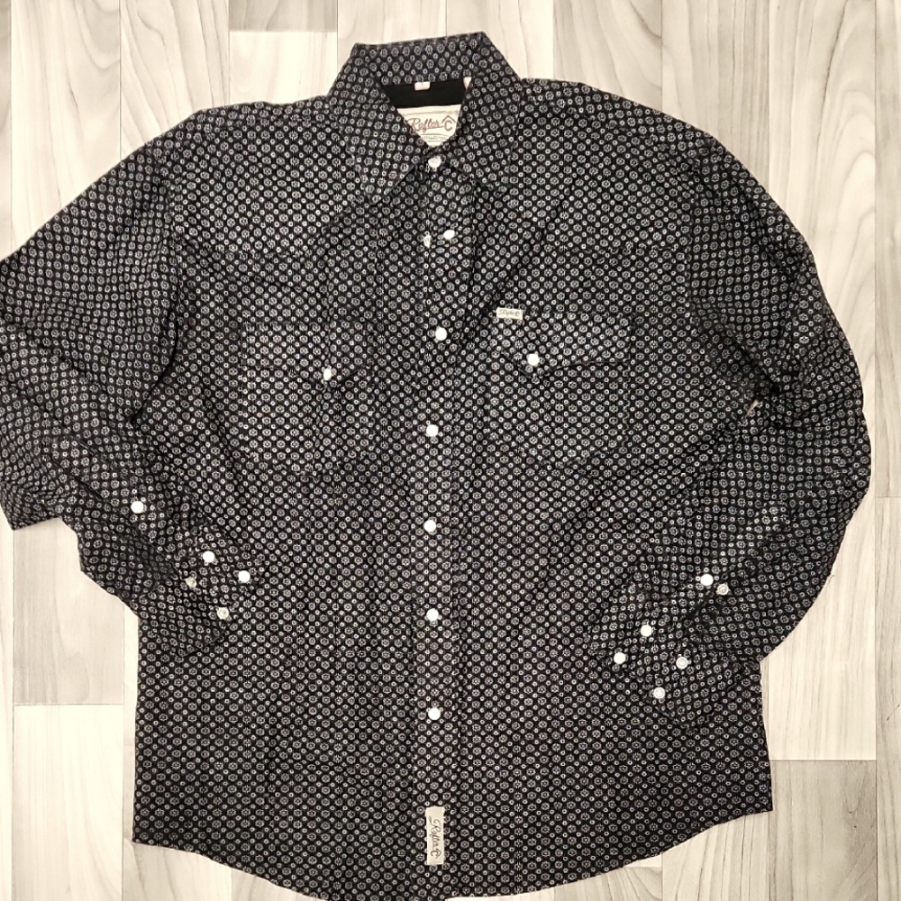 Rafter C Men's Black Patterned Western Shirt